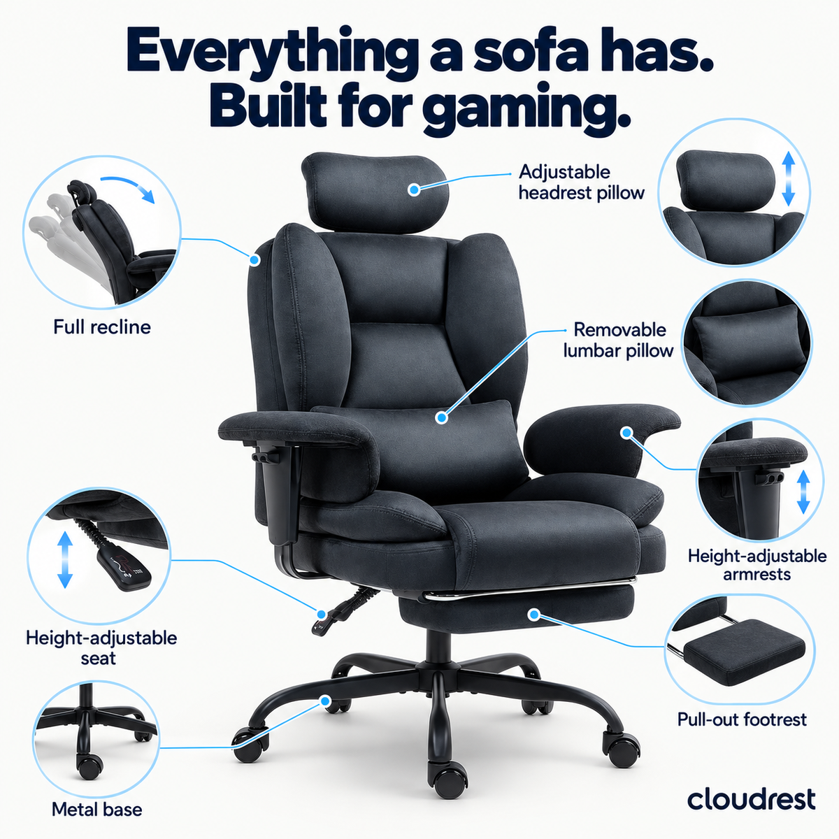 CloudRest Sofa Gaming Chair with Footrest