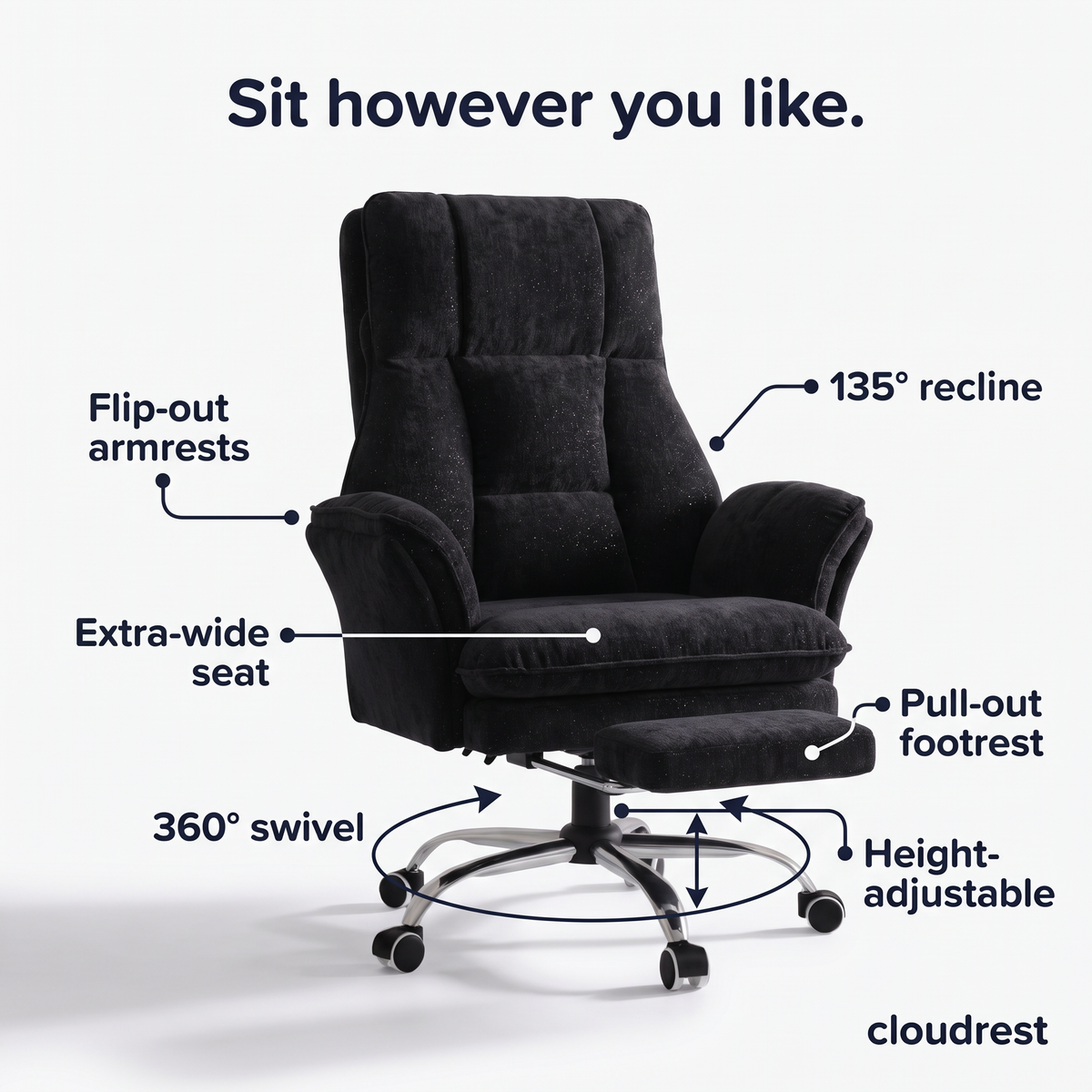 CloudRest Criss-Cross Chair With Footrest